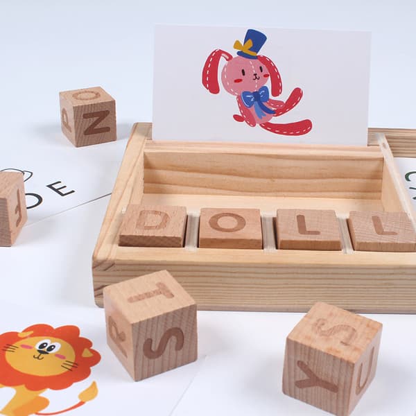 English word puzzle wood lärande