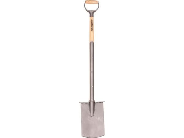 Galax entreprenørspade 116cm - Lakeret asketræsskaft m/D-jern greb, blad 29x19cm