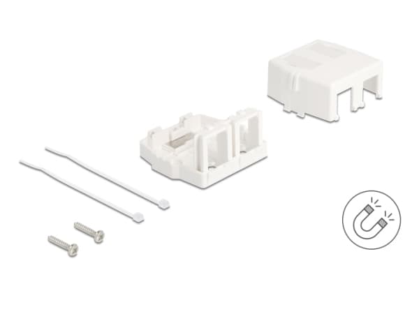 Delock Keystone tyhjä kotelo 2 porttia magneettisella alapinnalla, valkoinen