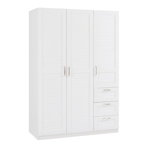 Klädskåp Finning garderob 176x120x52 cm vit 3 lådor [en.casa]
