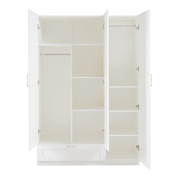 Klädskåp Finning garderob 176x120x52 cm vit låda 7 fack [en.casa]