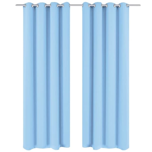 Mörkläggningsgardiner 2 st med öljetter 135x245 cm turkos