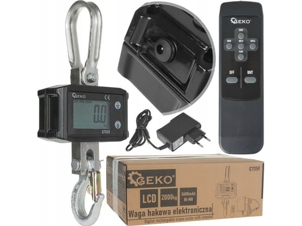 Geko Elektronisk lagerkrokvekt med fjernkontroll 2000kg (5)