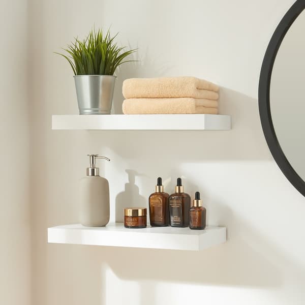 Vägghylla Stranda set om 2 vit 40x17x3,5 cm [en.casa]