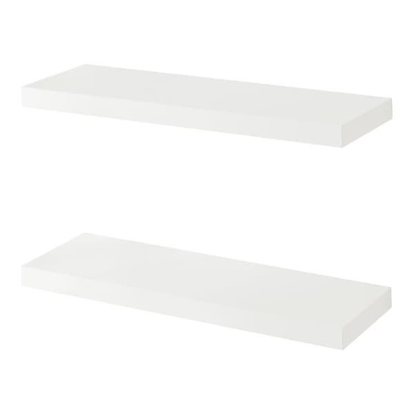 Vägghylla Stranda set om 2 vit 60x20x3,5 cm [en.casa]