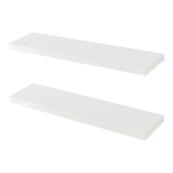 Vägghylla Stranda set om 2 vit 80x20x3,5 cm [en.casa]