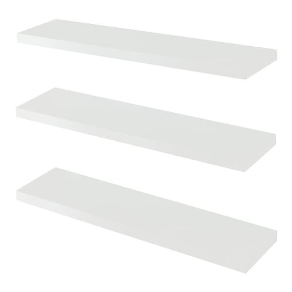 Vägghylla Stranda set om 3 vit 80x20x3,5 cm [en.casa]