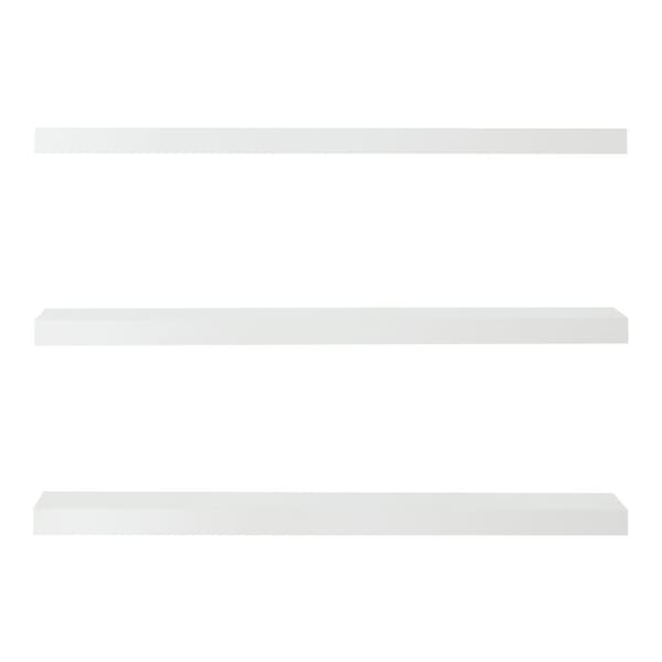 Vägghylla Stranda set om 3 vit 80x20x3,5 cm [en.casa]