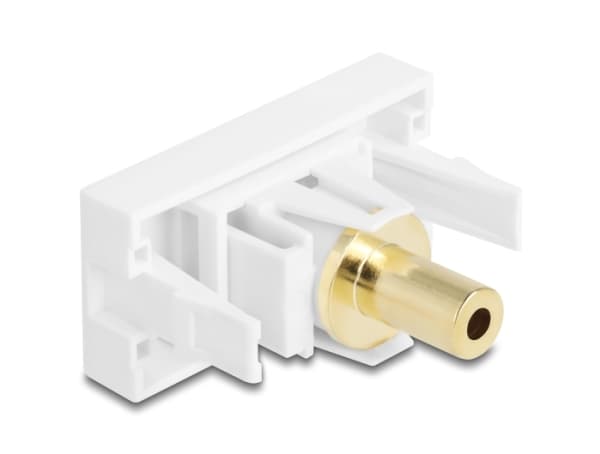 Delock Easy 45 -moduulin 3,5 mm:n 3-nastainen pistorasia 3,5 mm:n 3-nastaiseen pistorasiaan, kullattu valkoinen (90843)