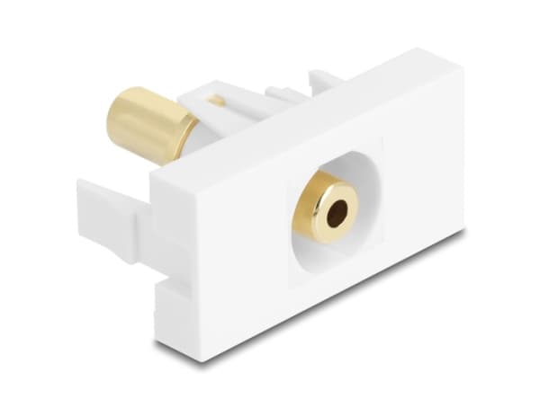 Delock Easy 45 -moduulin 3,5 mm:n 3-nastainen pistorasia 3,5 mm:n 3-nastaiseen pistorasiaan, kullattu valkoinen (90843) Valkoinen