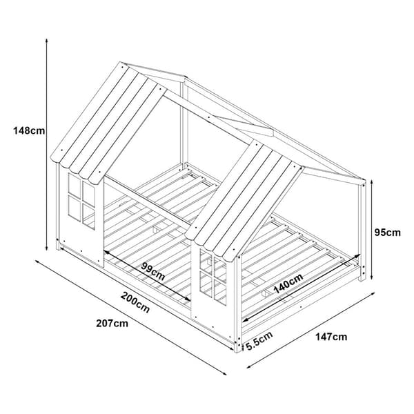 Juniorsäng Tostedt 200x140 cm furu vit [en.casa]