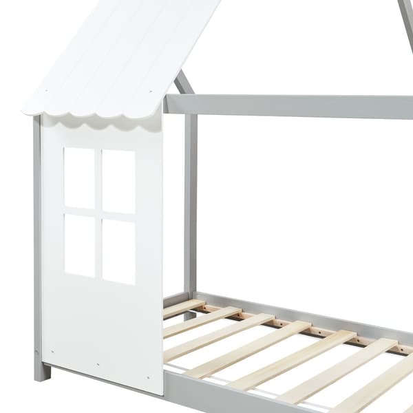 Juniorsäng Tostedt 200x90 cm furu vit grå [en.casa]