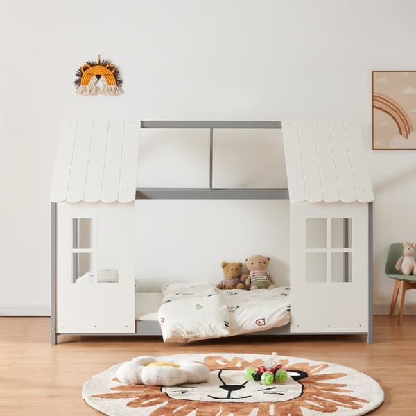 Juniorsäng Tostedt 200x90 cm furu vit grå [en.casa]