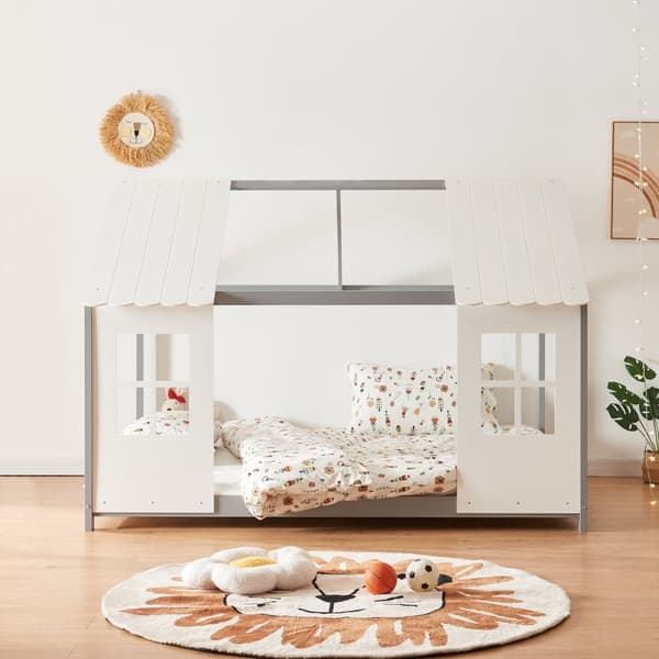 Juniorsäng Tostedt 200x120 cm furu vit grå [en.casa]