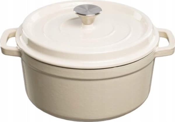 Cast iron pot Grand Feu, minimalist design "Casserole" with lid, 4.7l, white