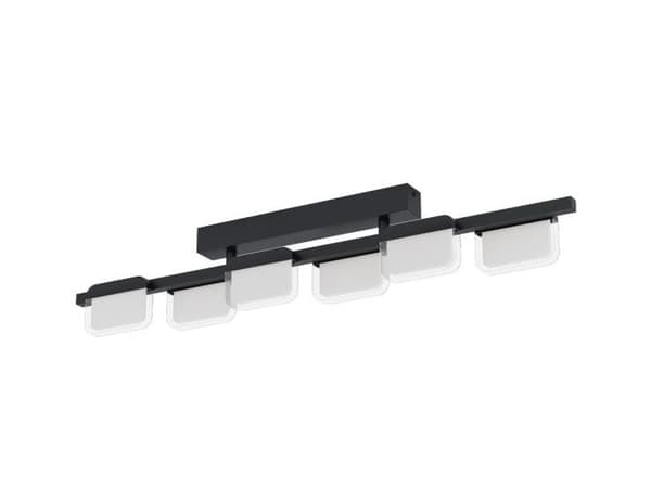 EGLO Ervidel, 6 ampuller, LED, 2880 lm, IP20, Sort, Satin Stål, Gjennomsiktig
