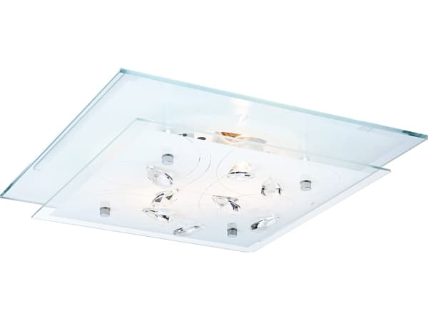 Globo Plafon taklampe armatur Globo Jasmina taklampe 2x40W E27 hvit, sølv 40408-2