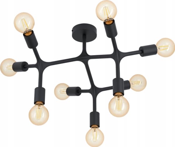 EGLO taklampe Eglo Bocadella 1 98318 taklampe armatur 9x60W E27 svart Sort