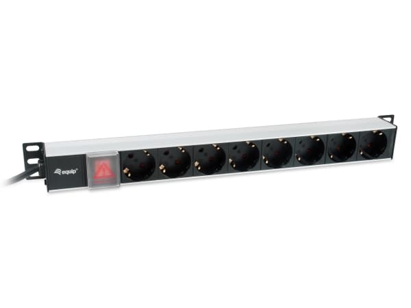 Equip 333308, Grundläggande, 1U, Gjuten aluminium, Svart, Silver, 8 AC ...