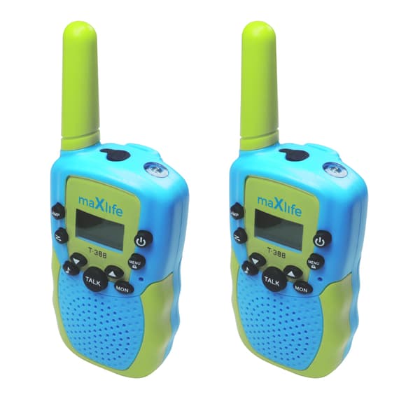 Maxlife MXWT-200 Walkie-Talkie-sett med ergonomisk design og rekkevidde på opptil 3 km - Grønn/Blå