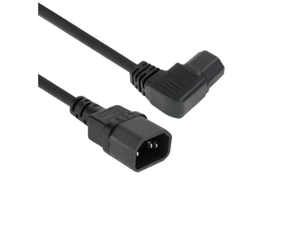 Powercord C14 - C15 (angled left) IEC60320 black 0.6 m