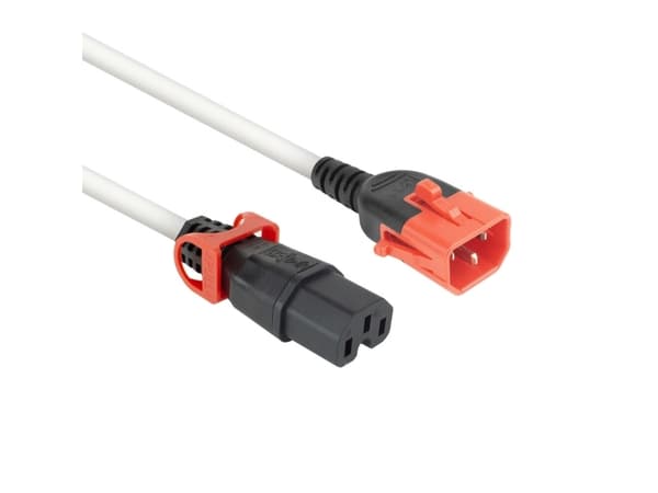 Powercord C14 IEC Lock+ Dual Locking - C15 IEC Lock+ white 1 m, PC3871