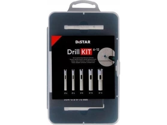 Distar DrillKIT 5 stk. 6-12mm bit sett i boks, for våtflisboring