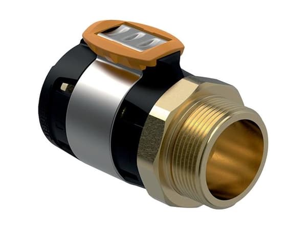 Geberit FlowFit overgang med udvendigt gevind: CuZn21Si3P, d=50mm, R=1 1/2"