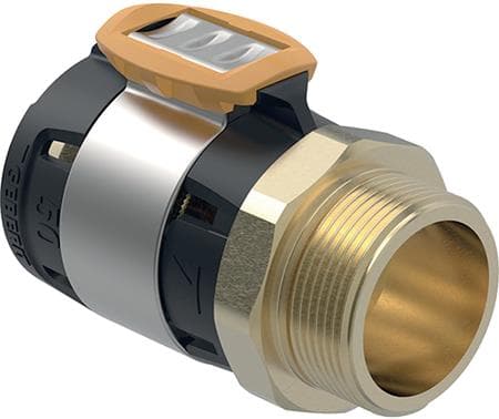 Geberit FlowFit overgang med udvendigt gevind: CuZn21Si3P, d=50mm, R=1 1/2"