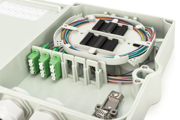 DIGITUS - Fiberoptikdistribueringsbox - OS2, monterad - väggmontering - inomhus, utomhus - grå, RAL 7035 - 12 portar