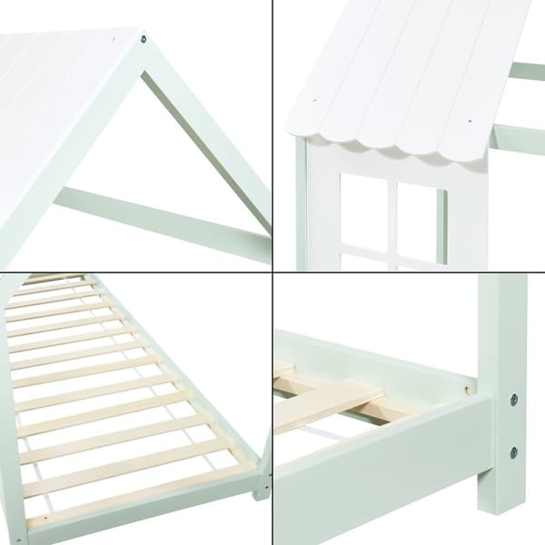 Juniorsäng Tostedt 200x90 cm furu vit mintfärg [en.casa]