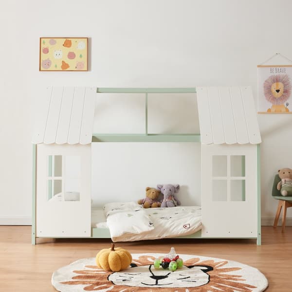 Juniorsäng Tostedt 200x90 cm furu vit mintfärg [en.casa]