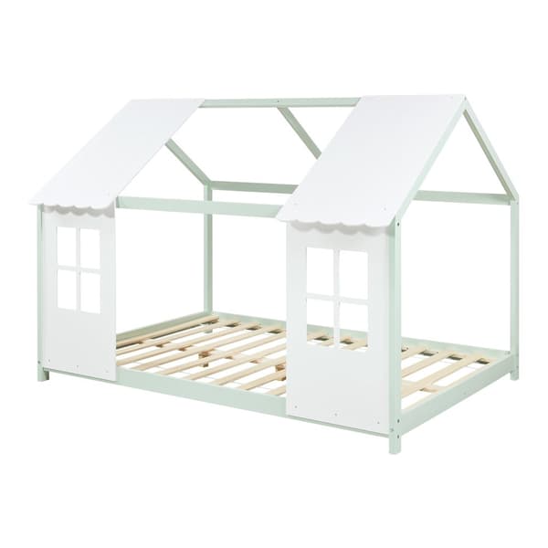 Juniorsäng Tostedt 200x120 cm furu vit mintfärg [en.casa]