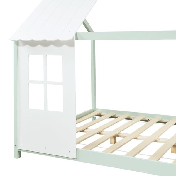 Juniorsäng Tostedt 200x120 cm furu vit mintfärg [en.casa]