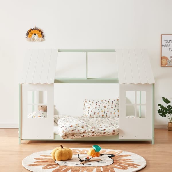 Juniorsäng Tostedt 200x120 cm furu vit mintfärg [en.casa]