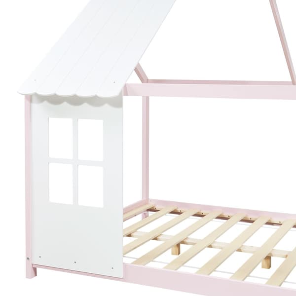 Juniorsäng Tostedt 200x120 cm furu vit rosa [en.casa]