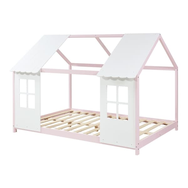 Juniorsäng Tostedt 200x140 cm furu vit rosa [en.casa]