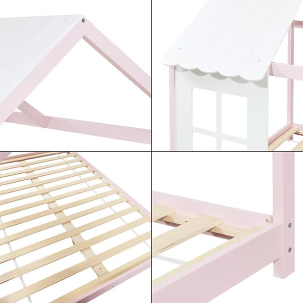Juniorsäng Tostedt 200x140 cm furu vit rosa [en.casa]