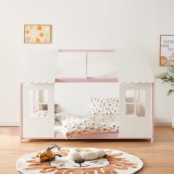 Juniorsäng Tostedt 200x140 cm furu vit rosa [en.casa]
