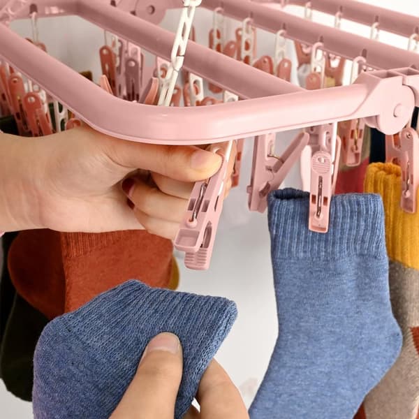 Plast sammenfoldelig tørretumbler - pink