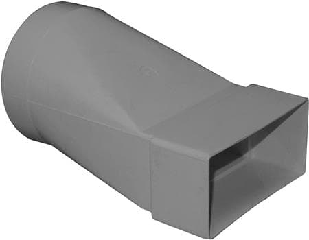 Fresh plastsystem Rekt. overgang/adapter fra 204x60 mm til Ø125 mm, grå.