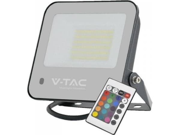 VTAC Floodlight V-TAC LED-projektor 50W Svart IP65 Fjernkontroll VT-44053 RGB+6500K 4000lm