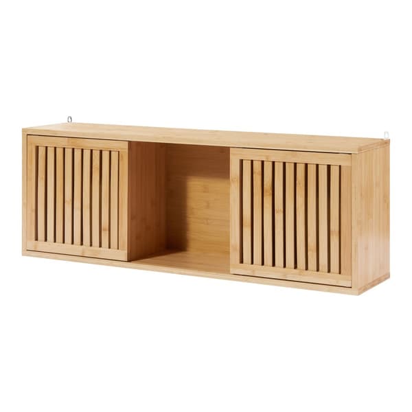 Vägghylla Ypäjä 93x20x33 cm bambu [en.casa]