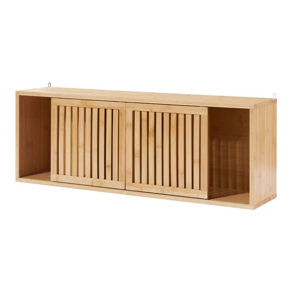 Vägghylla Ypäjä 93x20x33 cm bambu [en.casa]