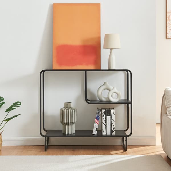 Sidobord Færder 91,5x33x80,5 cm stål svart [en.casa]