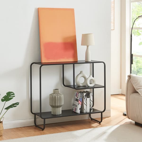 Sidobord Færder 91,5x33x80,5 cm stål svart [en.casa]