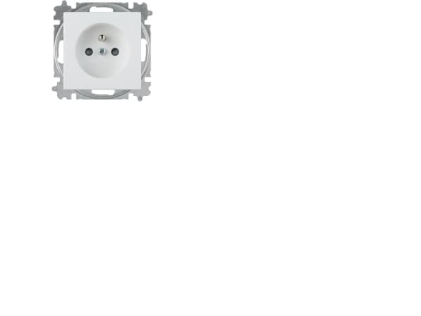 ABB-basic55 PIN-uttag, matt vit, 16A, 1 modul, levereras inklusive skydd med antipillskydd