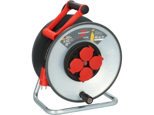 Brennenstuhl 9191400110, Svart, Röd, Plast, 4 AC-utgångar, Typ E/F, Rak, 40 m