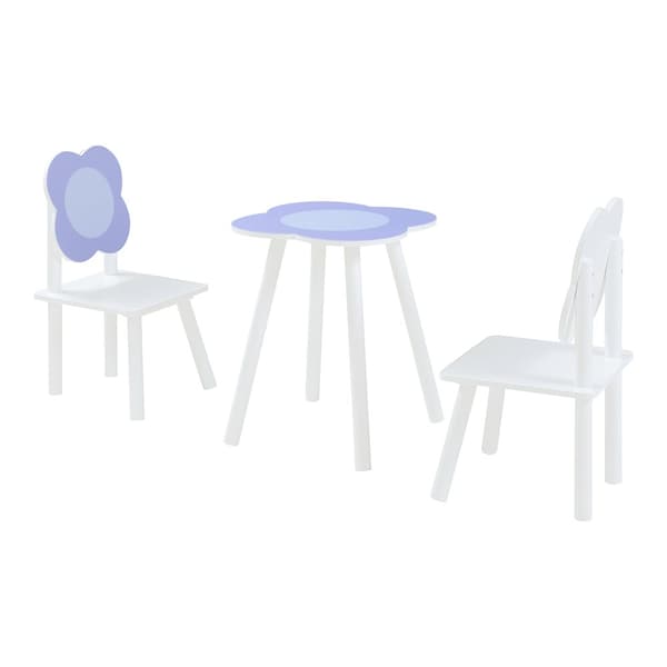 Möbelset Simrishamn bord och 2 stolar lila vit [en.casa]