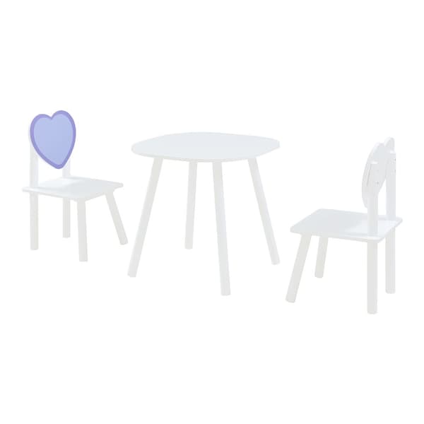 Möbelset Siljan bord och 2 stolar vit lila [en.casa]